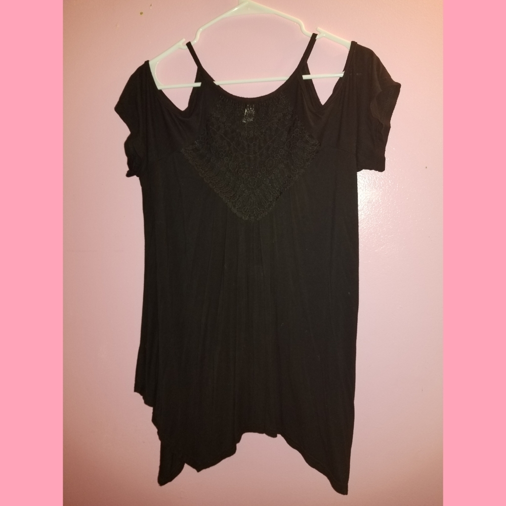 Cold Shoulder Black Blouse